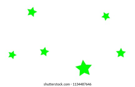 Many Stylish, Modern and Nice Looking Green Stars of Different size on White Background