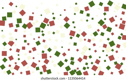 Many Stylish, Modern and Nice Looking Green and Red Confetti of Different Size on White Background