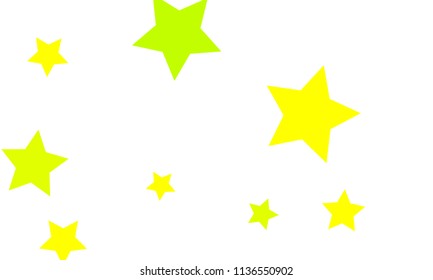 Many Stylish, Modern and Nice Looking Yellow and Green Stars of Different size on White Background