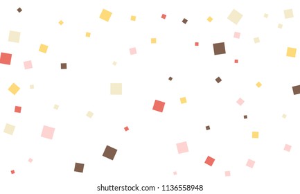 Many Stylish, Modern and Nice Looking Brown, Pink, Red and Yellow Confetti of Different Size on White Background