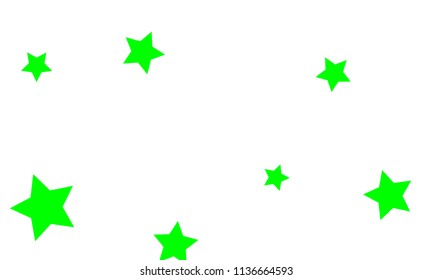 Many Stylish, Modern and Nice Looking Green Stars of Different size on White Background