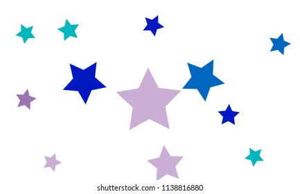 Many Stylish, Modern and Nice Looking Violet and Blue Stars of Different size on White Background