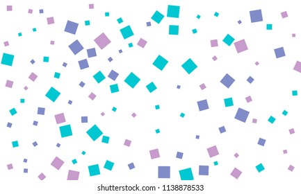 Many Stylish, Modern and Nice Looking Blue and Violet Confetti of Different Size on White Background