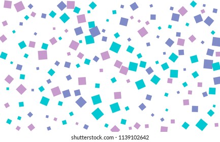 Many Stylish, Modern and Nice Looking Blue and Violet Confetti of Different Size on White Background
