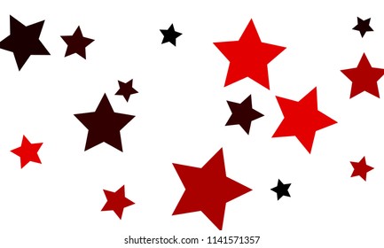 Many Stylish, Modern and Nice Looking Black and Red Stars of Different size on White Background