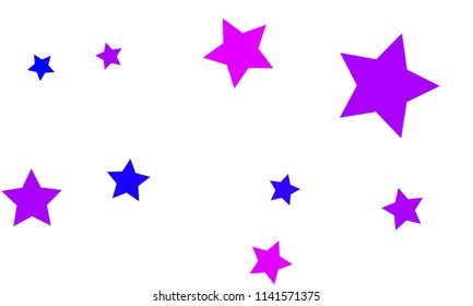 Many Stylish, Modern and Nice Looking Blue and Violet Stars of Different size on White Background