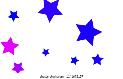 Many Stylish, Modern and Nice Looking Blue and Violet Stars of Different size on White Background