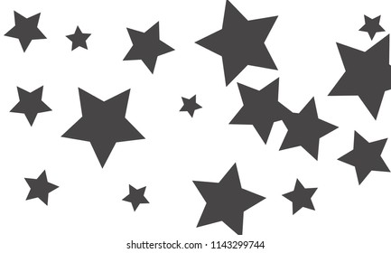 Many Stylish, Modern and Nice Looking Grey Stars of Different size on White Background