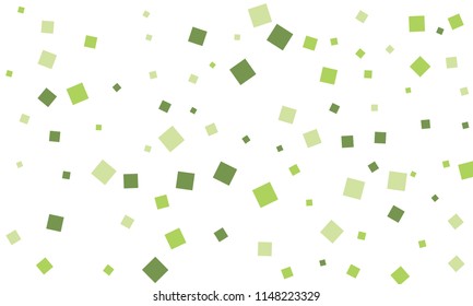 Many Stylish, Modern and Nice Looking Green Confetti of Different Size on White Background
