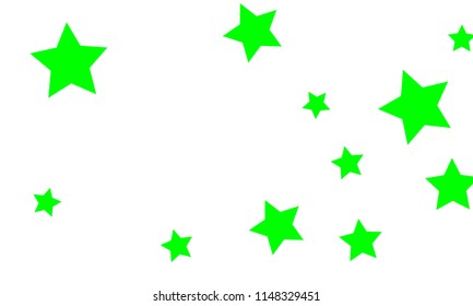 Many Stylish, Modern and Nice Looking Green Stars of Different size on White Background