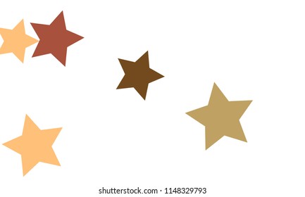 Many Stylish, Modern and Nice Looking Orange, Green and Dark Red Stars of Different size on White Background
