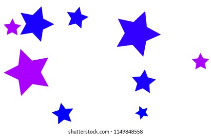Many Stylish, Modern and Nice Looking Blue and Violet Stars of Different size on White Background