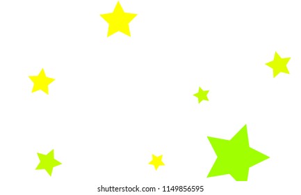 Many Stylish, Modern and Nice Looking Yellow and Green Stars of Different size on White Background