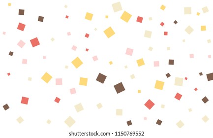 Many Stylish, Modern and Nice Looking Brown, Pink, Red and Yellow Confetti of Different Size on White Background