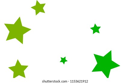 Many Stylish, Modern and Nice Looking Yellow and Green Stars of Different size on White Background
