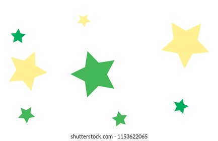 Many Stylish, Modern and Nice Looking Green, Violet, Pink and Orang Stars of Different size on White Background