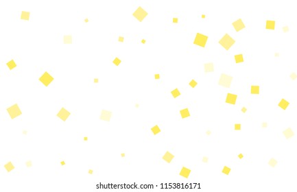 Many Stylish, Modern and Nice Looking Yellow Confetti of Different Size on White Background