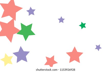 Many Stylish, Modern and Nice Looking Green, Violet, Pink and Orang Stars of Different size on White Background