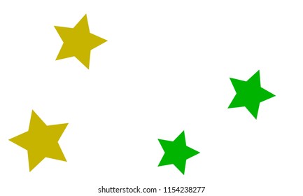 Many Stylish, Modern and Nice Looking Yellow and Green Stars of Different size on White Background