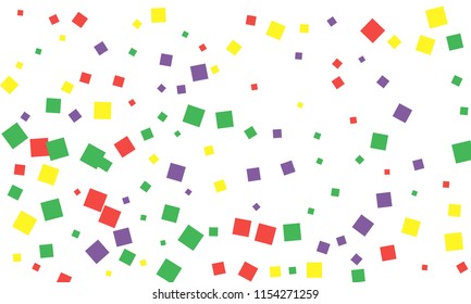 Many Stylish, Modern and Nice Looking Green, Red and Yellow Confetti of Different Size on White Background