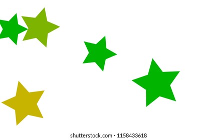 Many Stylish, Modern and Nice Looking Yellow and Green Stars of Different size on White Background