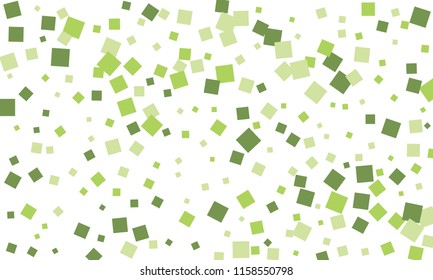 Many Stylish, Modern and Nice Looking Green Confetti of Different Size on White Background
