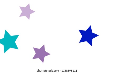 Many Stylish, Modern and Nice Looking Violet and Blue Stars of Different size on White Background