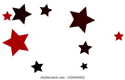 Many Stylish, Modern and Nice Looking Black and Red Stars of Different size on White Background