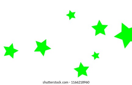 Many Stylish, Modern and Nice Looking Green Stars of Different size on White Background