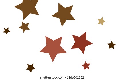Many Stylish, Modern and Nice Looking Orange, Green and Dark Red Stars of Different size on White Background