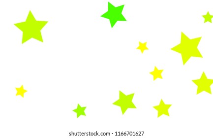Many Stylish, Modern and Nice Looking Yellow and Green Stars of Different size on White Background
