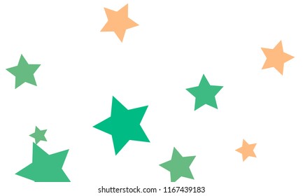 Many Stylish, Modern and Nice Looking Light Red and Green Stars of Different size on White Background