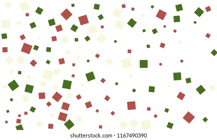 Many Stylish, Modern and Nice Looking Green and Red Confetti of Different Size on White Background