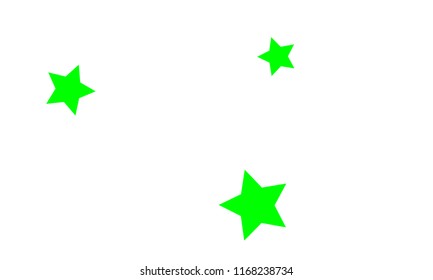 Many Stylish, Modern and Nice Looking Green Stars of Different size on White Background