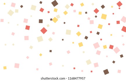 Many Stylish, Modern and Nice Looking Brown, Pink, Red and Yellow Confetti of Different Size on White Background