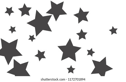 Many Stylish, Modern and Nice Looking Grey Stars of Different size on White Background