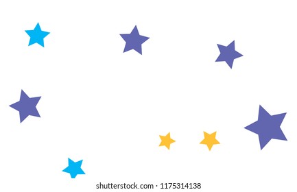 Many Stylish, Modern and Nice Looking Yellow and Blue Stars of Different size on White Background