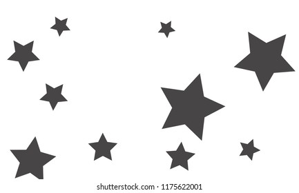 Many Stylish, Modern and Nice Looking Grey Stars of Different size on White Background