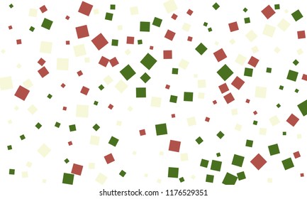 Many Stylish, Modern and Nice Looking Green and Red Confetti of Different Size on White Background