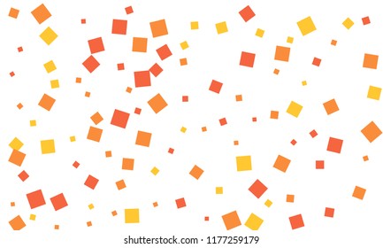 Many Stylish, Modern and Nice Looking Red, Orange and Yellow Confetti of Different Size on White Background