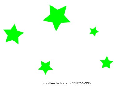 Many Stylish, Modern and Nice Looking Green Stars of Different size on White Background