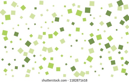 Many Stylish, Modern and Nice Looking Green Confetti of Different Size on White Background