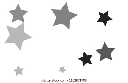 Many Stylish, Modern and Nice Looking Grey Stars of Different Size and Opacity on White Background