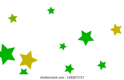 Many Stylish, Modern and Nice Looking Yellow and Green Stars of Different size on White Background