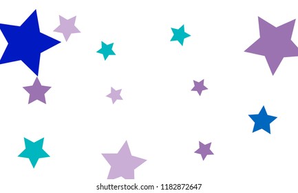 Many Stylish, Modern and Nice Looking Violet and Blue Stars of Different size on White Background