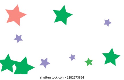 Many Stylish, Modern and Nice Looking Green, Violet, Pink and Orang Stars of Different size on White Background