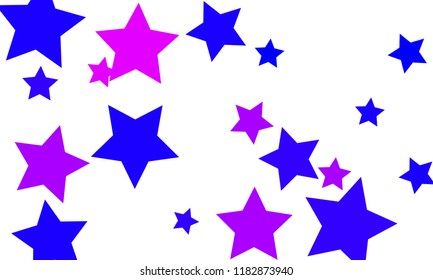 Many Stylish, Modern and Nice Looking Blue and Violet Stars of Different size on White Background