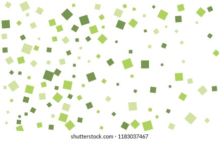 Many Stylish, Modern and Nice Looking Green Confetti of Different Size on White Background