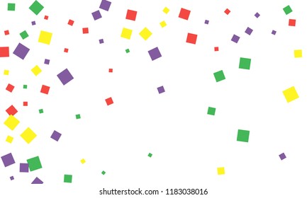 Many Stylish, Modern and Nice Looking Green, Red and Yellow Confetti of Different Size on White Background