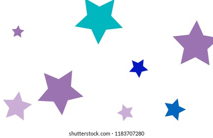 Many Stylish, Modern and Nice Looking Violet and Blue Stars of Different size on White Background